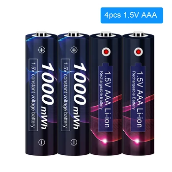 100% de capacidade AAA Recarregável Bateria de 1,5 V AAA 1000mWh Bateria do Li-íon para a Lanterna Brinquedos Assista MP3 Player