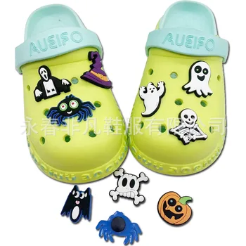 Halloween Série de PVC e Borracha Macia Buraco Sapatos e Acessórios Sapatos Croc Encantos Sapatos Flor Sapatos de Fivela de Sapatos Acessórios
