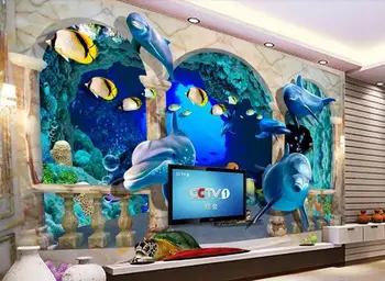 3D subaquático do mundo 3d murais de parede papel de parede Para sala de estar quarto de hotel papel de parede tamanho do rolo