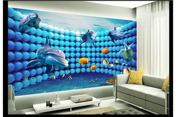 Customzed 3d papel de parede 3d papel de parede crianças golfinho Subaquático cartoon 3 d TV de definição de parede 3d papel de parede do quarto
