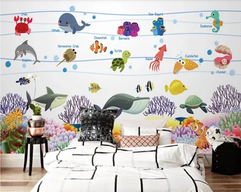De desenhos animados a vida marinha submarino criativo quarto infantil-profissional, papel de parede personalizado
