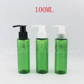 100ML de Plástico Verde Garrafa Com Bomba de Loção , 100CC Shampoo / Loção Sub-engarrafamento , Vazio Cosmético ( 50 PC/Lote )
