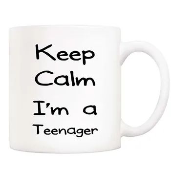 Engraçado Caneca de Café para os Adolescentes, Mantenha a Calma eu sou Um Adolescente de Diversão Copos para Estudantes Universitários Adolescentes Meninos e Meninas Branco