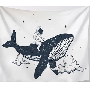Japão Kanagawa Ondas Impresso Reposteiro de Tapeçaria Baleia desenhos animados do Gato Tapeçarias Tapete de Yoga Cobertor para a Menina Dormitório Roon Decoração