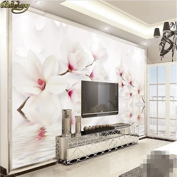 beibehang Personalizada foto de papel de parede grande mural romântico bonito branco magnolia 3D TV da sala de estar de parede papel de parede