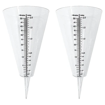 Medidor de chuva, Medidor de Chuva ao ar livre, 2 Pcs Transparente Cone Chuva Medidores com duas Escalas para a Precipitação de Monitoramento