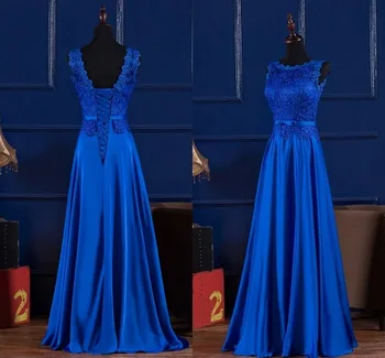 robe de soriee Elegante Azul/Vermelho Vinho Colher de Laço de Cetim Longos Vestidos de Noite 2019 de Baile, Vestidos de Noite Vestidos Formais vestidos