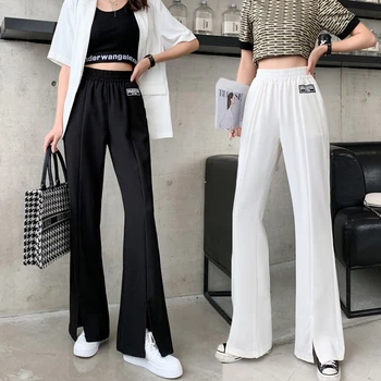 Senhoras da Alta Moda Terno de Calça com fração de Perna para o coreano 2021 Mulheres com Roupas Casuais Meninas de Calças de Cintura Alta Streetwear