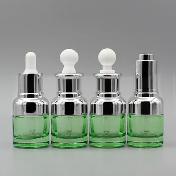 20ml de vidro verde, frasco conta-gotas de umidade soro de óleo de essência de gel de ácido hialurônico remoção do ponto de branqueamento de toner de água da pele embalagem