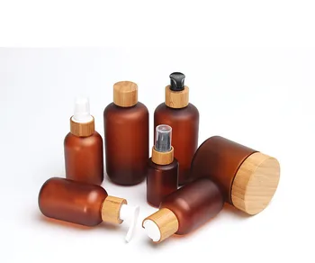 luxo de cosméticos embalagens cdb óleo de 16,5 oz 500ml marrom âmbar matte shampoo casa de banho útil loção bomba de garrafa PET com tampas de bambu