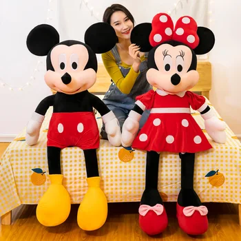 130cm Disney Mickey Mouse Recheado de Pelúcia Boneca Minnie do Mickey do Brinquedo do Luxuoso dos desenhos animados Anime de Aniversário, Presente de Natal Para as Crianças Amigos