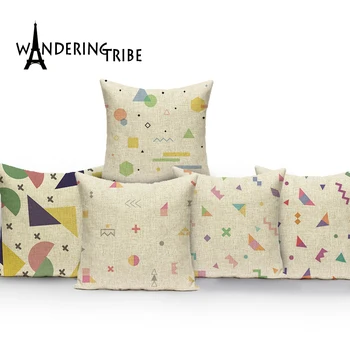 Geométrica de Impressão fronhas Decorativas Almofadas do Sofá 45x45 Estilo Cartoon Capa para Travesseiro Nórdicos Outono Decoração Nórdica Casa