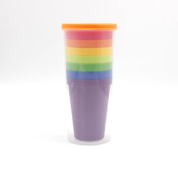 7PCS Colorido arco-íris Copa do Conjunto Portátil de Viagens, Caminhadas Suco de Frutas Copos de Plástico Livre de BPA PP Copo de Água Xícaras