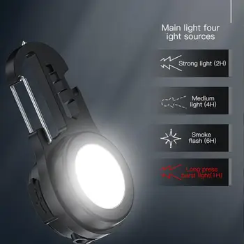 Novo Portátil Multi-função de Lanterna Recarregável Luz de Inundação ESPIGA ao ar livre de Mini Lanterna de Luz Pequena saca-rolhas Chaveiro