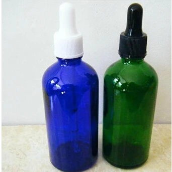 100 ml de azul de óleo essencial de garrafa com tampa de plástico, silicone ,vidro conta-gotas para cosméticos l embalagens,garrafas de vidro