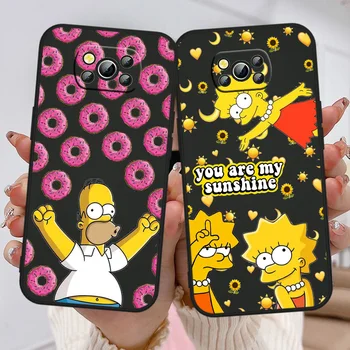 Disney Simpsons Caso De Telefone Xiaomi Poco X3 NFC F3 GT M4 M3 M2 X2 F2 Pro C3 F1 F4 M5 X4 GT Capa Preta Funda Macia Capa de Volta