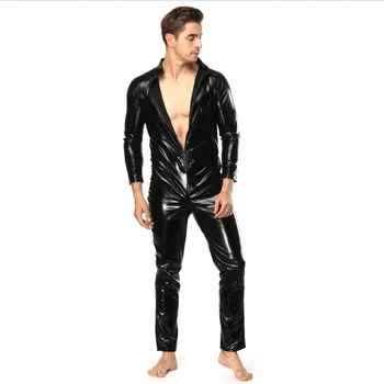 Homem Cueca Fetiche Gay Látex Macacão Molhado Calças Erótico Apertado Bodysuit Calças de BDSM Bondage Gay-Roupas para o Polo Partido de Dança