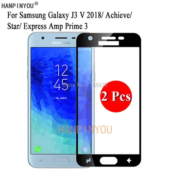2 Pcs/Lote Para Samsung Galaxy J3 V 2018 / Conseguir / Estrela Cobertura Completa Protetor De Tela De Vidro Temperado De Película Protetora + Limpa Ferramentas