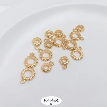 Personalizado 14K saco de ouro cor do laço fechado com um anel de abrir anel pingente anel pingente anel fivela de mão DIY acessórios