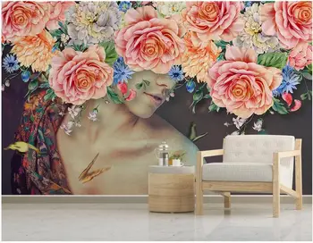 personalizado mural de fotos em 3d papel de parede Moderno e minimalista, pintados à mão, aquarela de beleza rosa de decoração de sala de estar papel de parede para parede 3 d