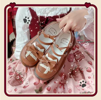 Doce estudante lolita sapatos Japonês bonito laço bowknot kawaii sapatos vintage ronda a cabeça das mulheres confortáveis sapatos loli cosplay