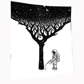 Astronauta De Parede De Árvore Tapeçaria, Decoração Do Quarto De Menina Do Espaço Estrelado Pendurado Na Parede Cobertor