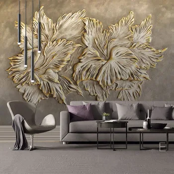 Personalizado de Qualquer Tamanho, Mural de Parede 3D Estéreo de Alívio de Flores de Arte Abstrata Pintura de Parede Sala Quarto Decoração de Papel De Parede 3D