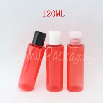 120ML Plano Vermelho Ombro Garrafa de Plástico , 120CC Shampoo / Gel de Duche Embalagem Garrafa Vazia Cosmético ( 50 PC/Lote )