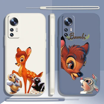 Fawn Bambi Bonito Caso De Telefone Xiaomi Mi 12 11 11T 10 10T 9 9SE Lite Pro Ultra A3 Líquido Corda Candy Color Tampa Funda Coque Capa