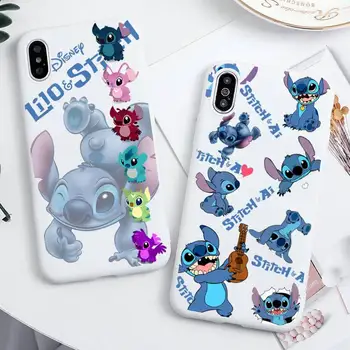 Bonito Disney Stitch Caso de Telefone Para o iphone 13 12 11 Pro Max Mini XS 8 7 6 6S Plus X SE DE 2020 XR Doces branco capa de Silicone