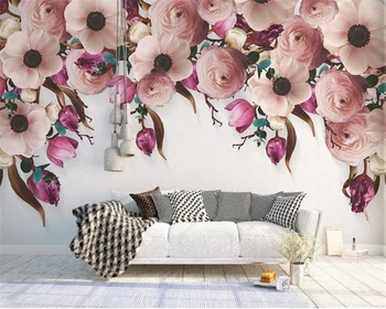 beibehang Personalizado pano de seda ou papel de parede Americano pintados à mão rosa flor de vime moderna de fundo, papel de parede, papel de parede 3d