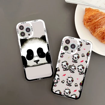 Panda bonito Letras Animal Padrão de Telefone de Caso Para o iPhone 14 13 12 11 Pro Max XS X XR SE de 2020 6 7 8 Plus Mini Capa Protetora