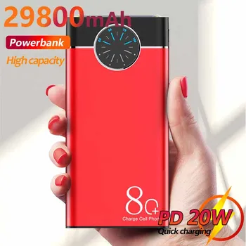 Banco portátil do Poder da 29800mAh Display Digital Recarregável Bateria Externa com Luz LED do Carregador para o IPhone Xiaomi