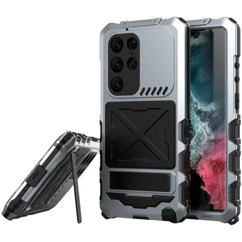 R-apenas de Grau Anti-queda Armadura Case Para Samsung Galaxy S23 Ultra S23 Mais S23 à prova de Choque Construir-na Base 360 Proteção Vidro
