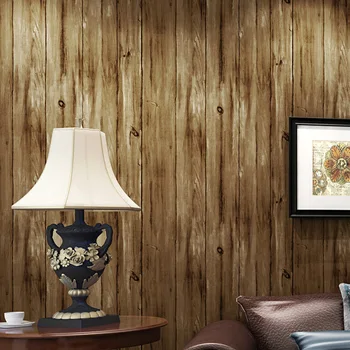 American retro nostálgico papel de parede imitação de madeira da grão de moda, decoração da loja de roupas femininas de armazenamento de grão de madeira papel de parede