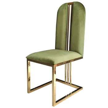 Novos e modernos e mobiliário de Design Alto trás de altura modernStainless de aço dourada pernas de cadeira de jantar de metal perna de veludo tecido