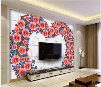 Personalizado com foto de papel de parede para parede 3 d murais papéis de parede Moderno e elegante flor floral rosa TELEVISÃO da sala de estar de plano de fundo de papel de parede