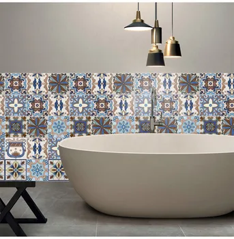 Estilo europeu de simulação de telha cerâmica decapstick wc, casa de banho impermeável adesivo de cozinha, anti-óleo de ladrilhos de adesivo sala de estar