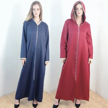 Muçulmano Verão Vestido Longo Hijab Jellaba Kaftan Mulheres Bordado Floral Dubai Com Capuz 2021 Moda Feminina E Elegante Maxi DressesF117