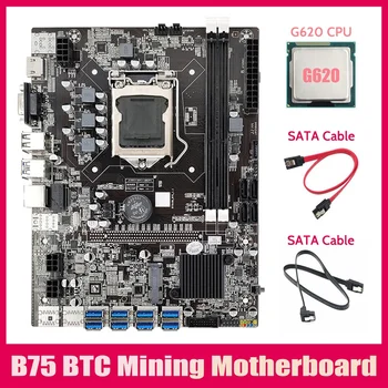B75 ETH de Mineração placa-Mãe 8XPCIE Adaptador USB+G620 CPU+2XSATA Cabo LGA1155 MSATA B75 USB Mineiro placa-Mãe