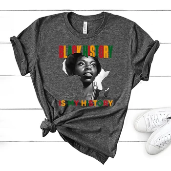 Moda Verão T-shirt da História dos Negros Gráfico T-Shirt das Mulheres Tops Tees O-de Algodão com decote Tees Engraçado Meninas Tshirt Senhora Mulheres T-shirts