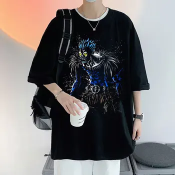Anime Death Note Shinigami Ryuk T-Shirt Unisexo de grandes dimensões Moda Streetwear Mulheres dos Homens Quentes da Venda de Manga Light Yagami, L T-shirt