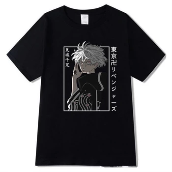 Kawaragi Senju Gráfico Tóquio Revengers Anime Impresso T-Shirt em Harajuku T-shirt para Homens/Mulheres Casual Manga Curta Roupas
