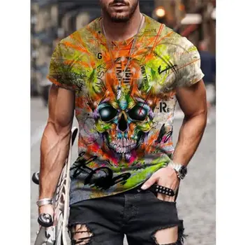 2022 Verão Arte Graffiti Crânio 3D por Todo Impresso T-Shirts T Tops, camisetas Camiseta Unisex