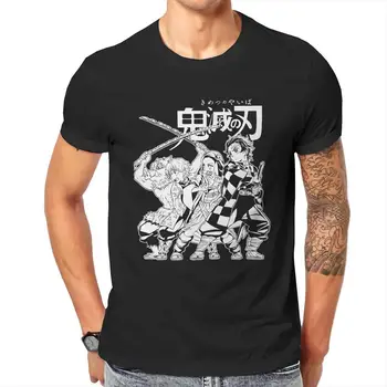 Demon Slayer T-Shirt Dos Homens Anime Japonês Kimetsu Não Yaiba Vintage 100% Algodão Tees O Pescoço De Manga Curta T-Shirts Clássico Vestuário