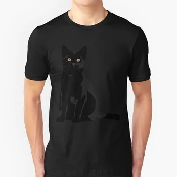 Gato Preto T-Shirts Em Algodão Puro, O-Pescoço T-Shirt Dos Homens Gato Gatos Pretos Animal Cão De Estimação, Cães Gatinho Gatinho Malhado Caso