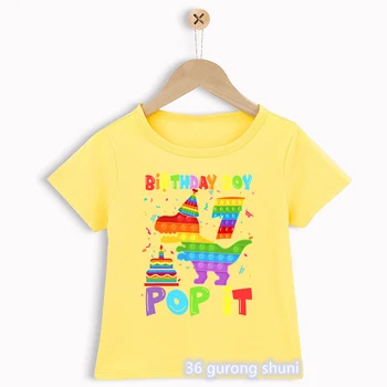 2022 Venda Quente Feliz dia 2-dia 8 de Pop Dinosaurrex aniversariante da Gráfica Print T-Shirt Engraçada Roupas de Crianças Agitadas Brinquedos Tshirt Tops Tee