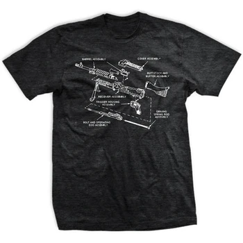 M240 Metralhadora Diagrama T-Shirt. Manga curta 100% Algodão Casual T-shirts Solta Top Tamanho S-3XL