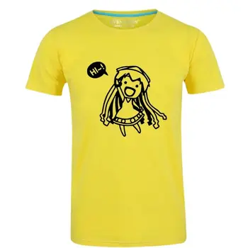 Alto-Q Anime O invasor vem do fundo do mar! O LULA MENINA do Algodão do T-Shirt T O-Pescoço Ika Musume, Amarelo T-Shirt