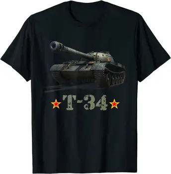 A Guerra De Mundo 2 Tanque Soviético T-34 Homens T-Shirt De Manga Curta Casual 100% Algodão O-Pescoço Verão Tees